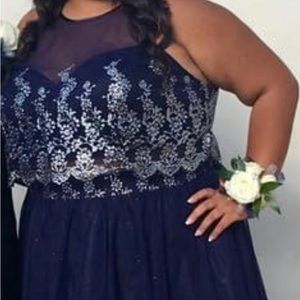 Knee length navy blue prom dress size 20